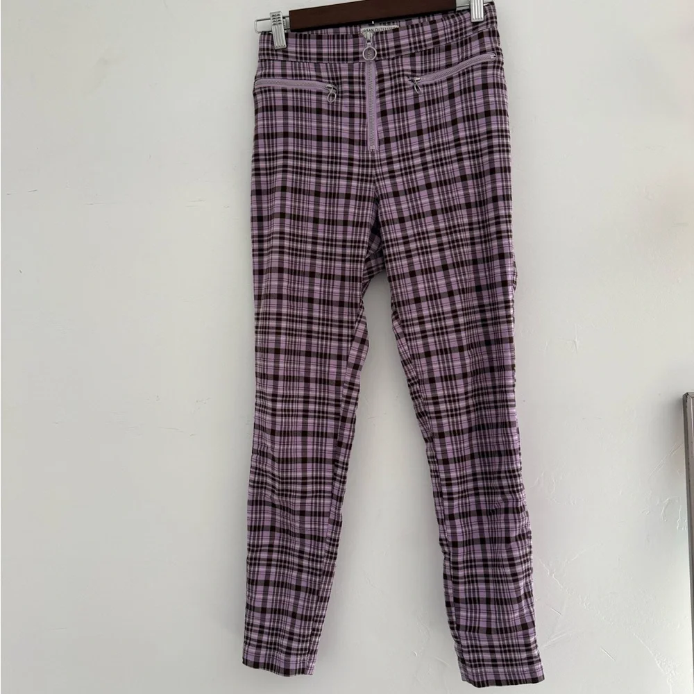 Urban Outfitters Purple Plaid zippered pants | cigarette style pants size 2